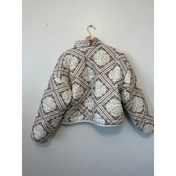 Altar'd State Quinn Quilted Jacket – Ivory/Brown – Size Small – NWT - Picture 5 of 5